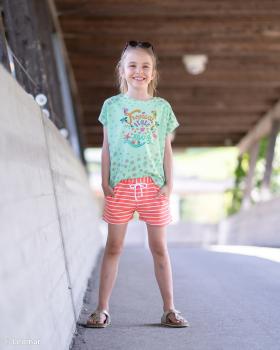 Preview: Baumwolljersey Isa Streifen Orange/Weiß  by Swafing